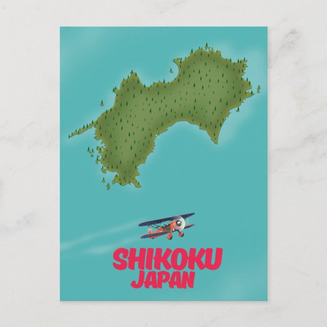 Shikoku Japan map Postcard (Front)