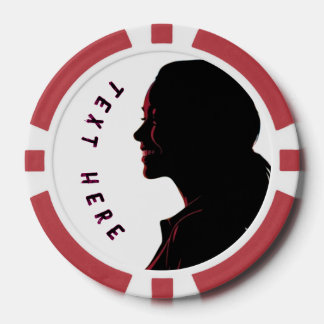 Shillouette of poker chips girl with custom text