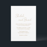 Shiloh Antique Gold Modern Elegant Wedding Invitation<br><div class="desc">Modern wedding invitation featuring a simple design with your names in an elegant script along with your event details in a neutral antique gold tone over a white background. The template includes a field for additional details on the back or you may delete the text to leave the back blank....</div>