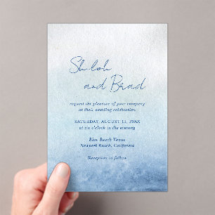 Shiloh Blue Elegant Wedding Acrylic Invitations