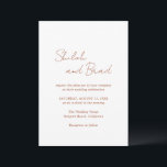 Shiloh Copper Modern Elegant Wedding Invitation<br><div class="desc">Modern wedding invitation featuring a simple design with your names in an elegant script along with your event details in copper over a white background. The template includes a field for additional details on the back or you may delete the text to leave the back blank. This minimal, monochromatic design...</div>