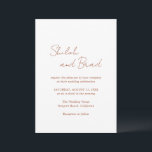 Shiloh Copper Modern Elegant Wedding Invitation<br><div class="desc">Modern wedding invitation featuring a simple design with your names in an elegant script along with your event details in copper over a white background. The template includes a field for additional details on the back or you may delete the text to leave the back blank. This minimal, monochromatic design...</div>