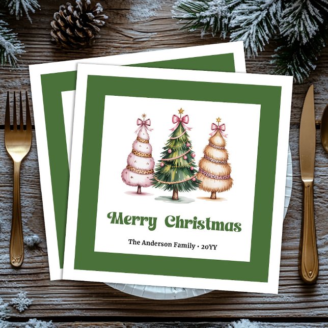 Shimmer Christmas Tree Leopard Print Dinner Napkin (Shimmer Christmas Tree Leopard Print Dinner Napkins!)