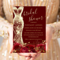 Shimmer Dress Red Gold Floral Rose Bridal Shower