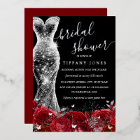 Shimmer Dress Red Silver Black Rose Bridal Shower 