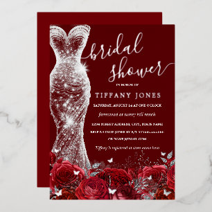 Shimmer Dress Red Silver Rose Bridal Shower 