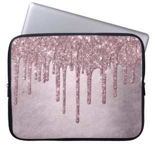 Shimmer Drip Dusty Mauve Rose Pink Ice Drizzle Laptop Sleeve