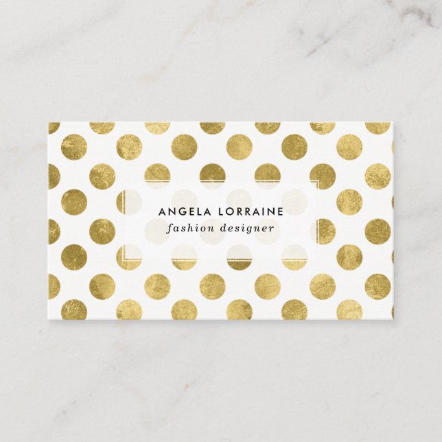 Shimmer Gold Dots Design Business Card (Front)