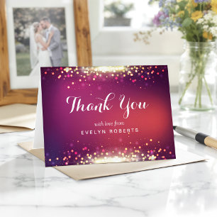 Shimmer Gold Glitter Sparkle Dots Thank You Card