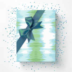 Shimmer Ikat in Green and Aqua Wrapping Paper