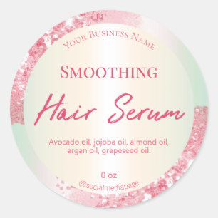 Shimmer Pastel Pink Glitter Hair Serum Labels