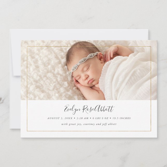 Shimmer Photo Birth Announcement (Front)
