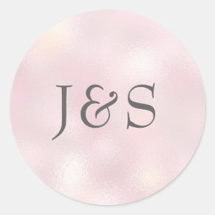 Shimmer Pink wedding personalised initial stickers