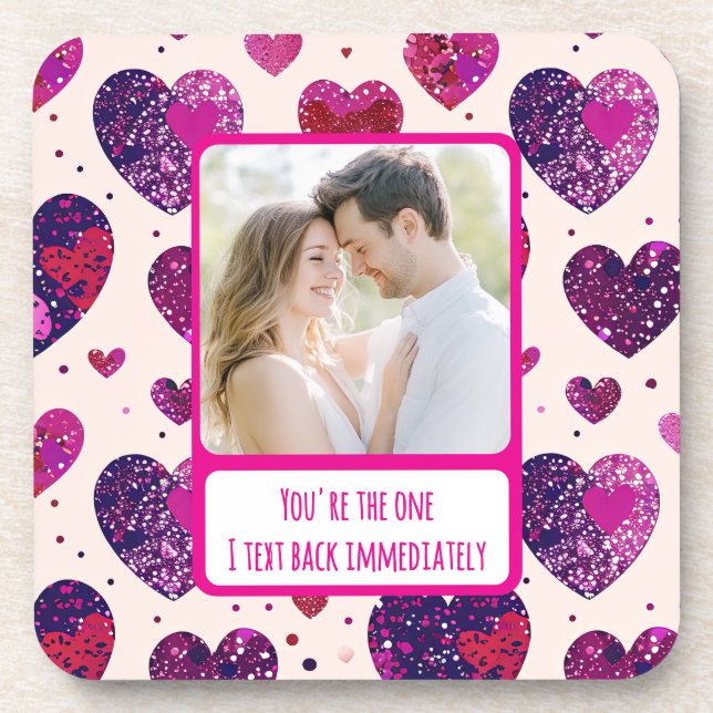 Shimmer Purple Heart Txt Back Immediately Coaster (Front)