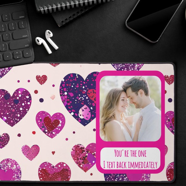 Shimmer Purple Heart Txt Back Immediately Desk Mat (Creator Uploaded)
