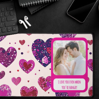 Shimmer Purple Heart When You're Hangry Desk Mat