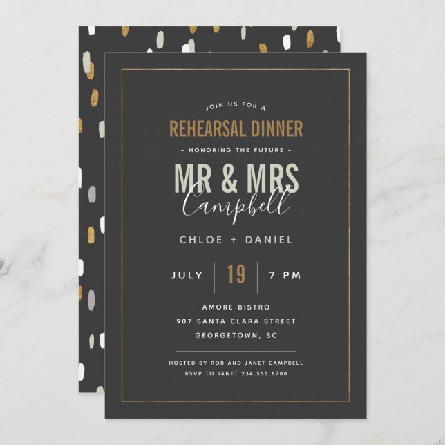 Shimmer Rehearsal Dinner Invitation (Front/Back)