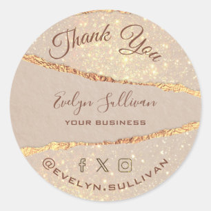 Shimmer Ripped Paper Thank you Classic Round Sticker