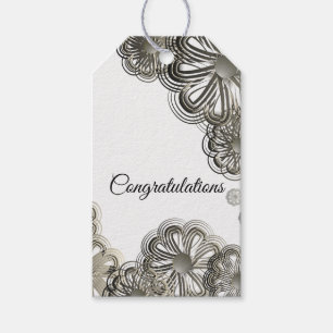 Shimmer silver floral congratulations gift tag