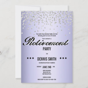 Shimmer Silver Glitter Confetti Retirement Party Invitation