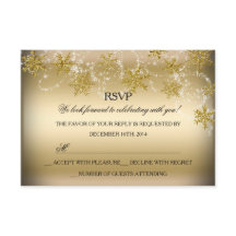 Shimmer Snowflake Gold Christmas Holiday RSVP