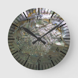 Shimmering Abalone Seashell, Beautiful Nature Round Clock