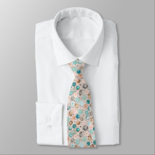 Shimmering Abstract Dot Pattern in Turquoise, Pink Tie