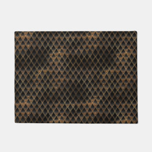 Shimmering Black & Gold Glitter Dragon Scales Doormat