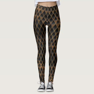 Shimmering Black & Gold Glitter Dragon Scales Leggings