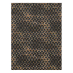 Shimmering Black & Gold Glitter Dragon Scales Tablecloth