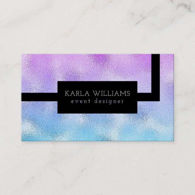 Shimmering blue and purple texture geometric desig business card (Front)