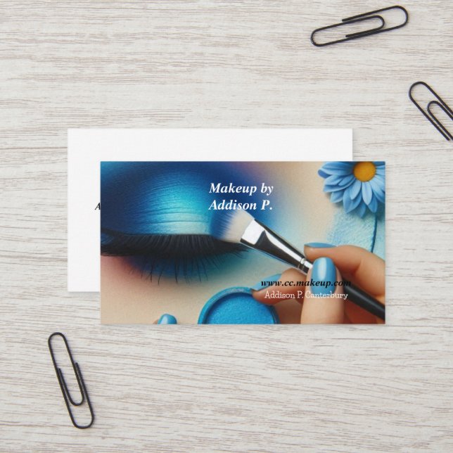 Shimmering Blue Eye Shadow Makeup  Business Card (Front/Back In Situ)