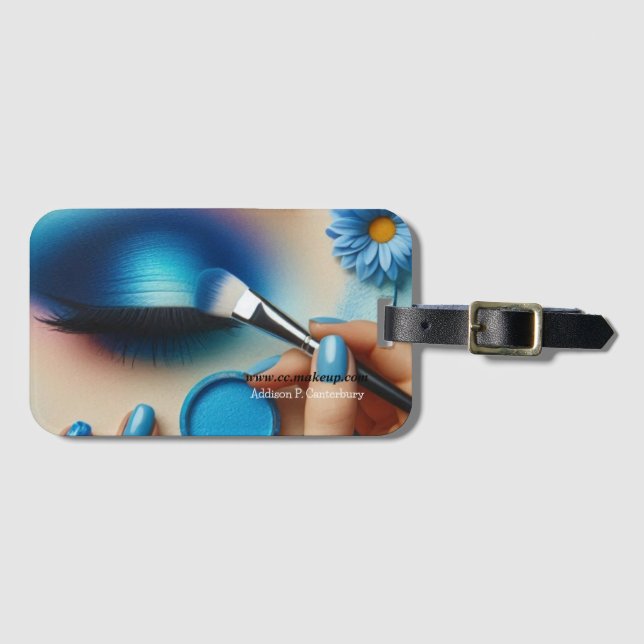 Shimmering Blue Eye Shadow Makeup  Luggage Tag (Front Horizontal)