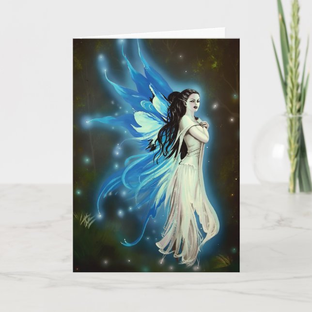 Shimmering Blue Faerie - Greetings Card by Neil (Front)