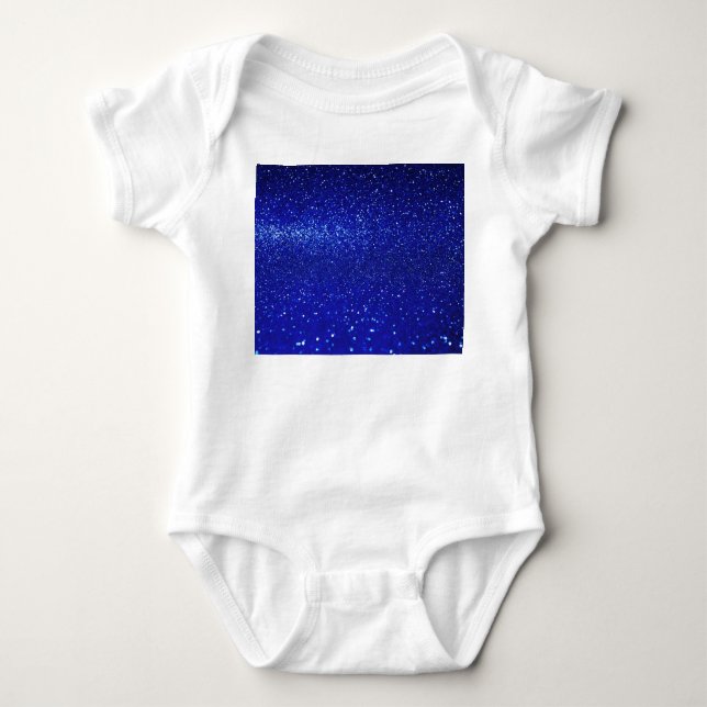 Shimmering Blue Glitter Canvas Baby Bodysuit (Front)
