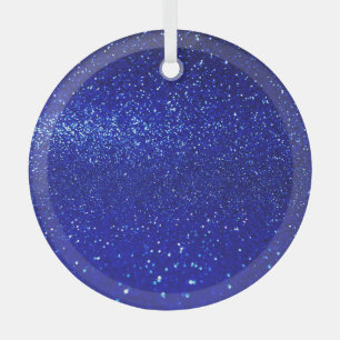 Shimmering Blue Glitter Canvas Glass Tree Decoration