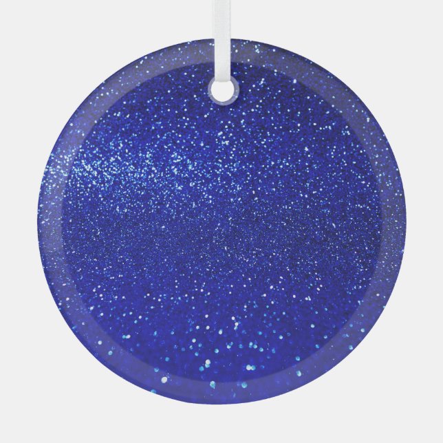 Shimmering Blue Glitter Canvas Glass Tree Decoration (Front)