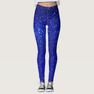 Shimmering Blue Glitter Canvas Leggings
