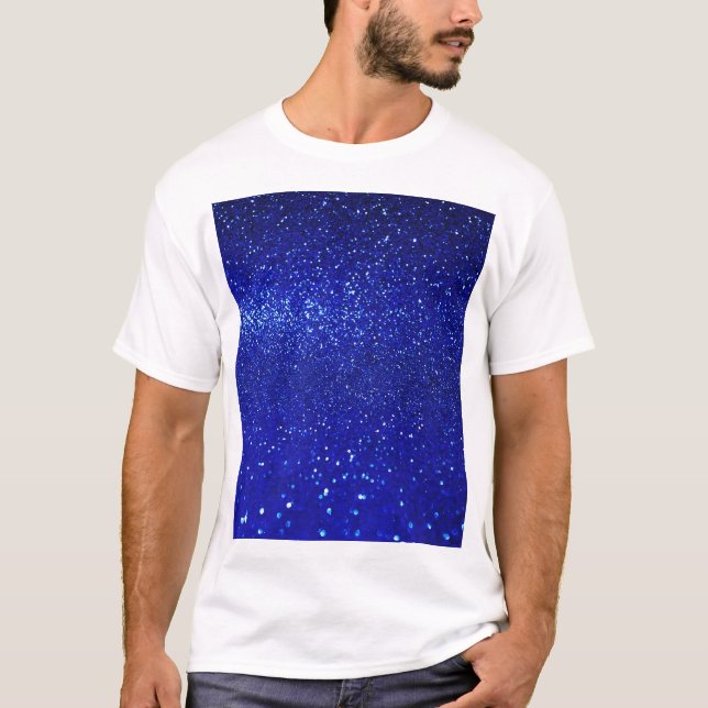 Shimmering Blue Glitter Canvas T-Shirt (Front)