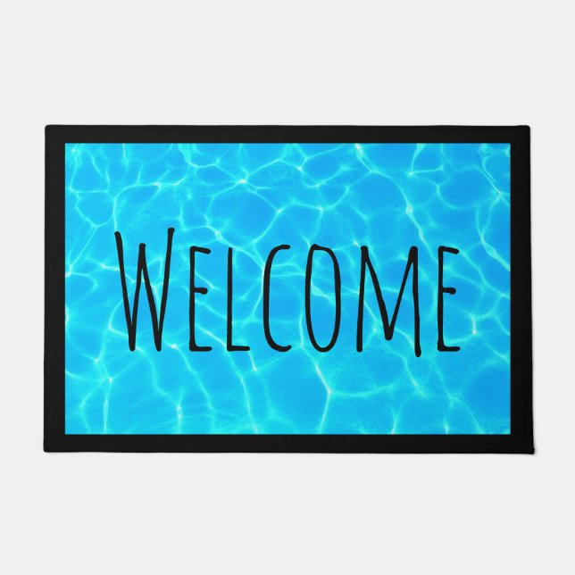 Shimmering Blue Pool Water Reflections Photo Doormat (Front)