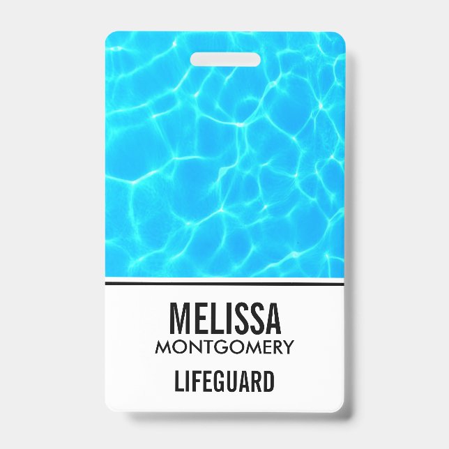 Shimmering Blue Pool Water Reflections Photo ID Badge (Front)