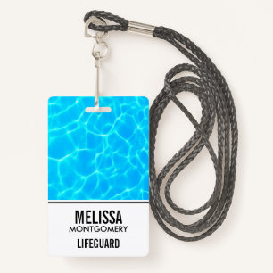 Shimmering Blue Pool Water Reflections Photo ID Badge