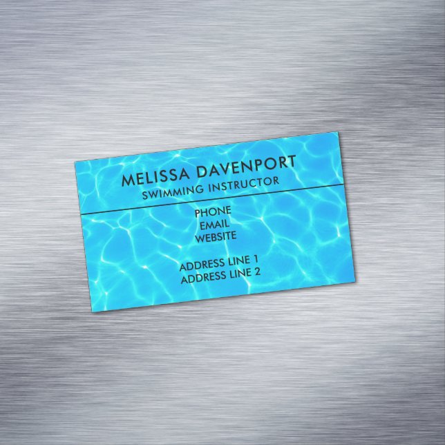 Shimmering Blue Pool Water Reflections Photo Magnetic Business Card (In Situ)