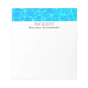 Shimmering Blue Pool Water Reflections Photo Notepad