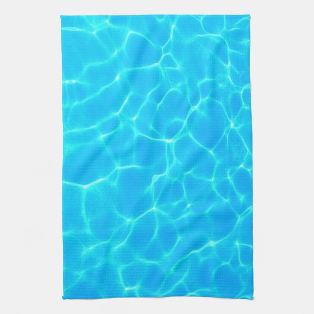Shimmering Blue Pool Water Reflections Photo Tea Towel (Vertical)