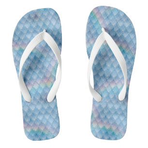 Shimmering Blue & Rainbow Glitter Dragon Scales Jandals
