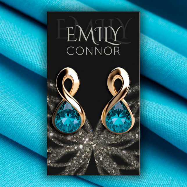 Shimmering Butterfly Modern Black Earring Display Business Card (Perfect for business)