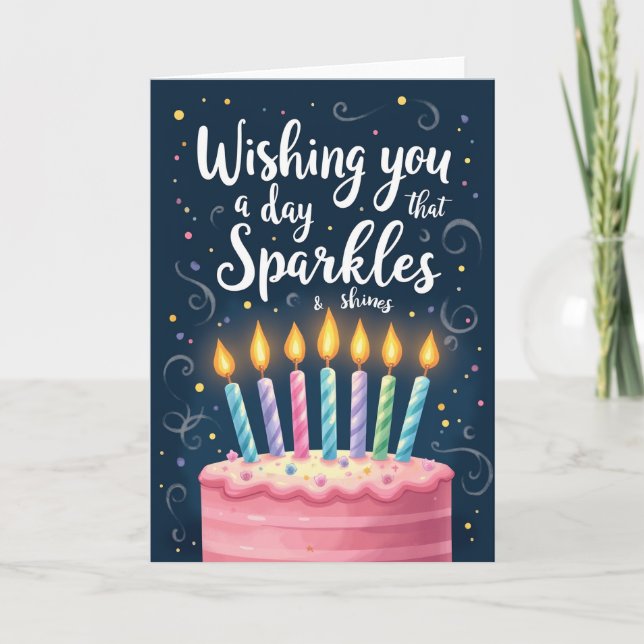 Shimmering Cake Birthday Card (Front)