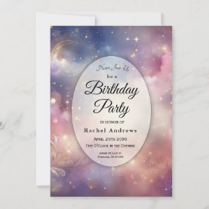 Shimmering Celestial Stardust Skies Birthday Party Invitation