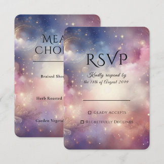 Shimmering Celestial Stardust Skies Meal Choice RSVP Card